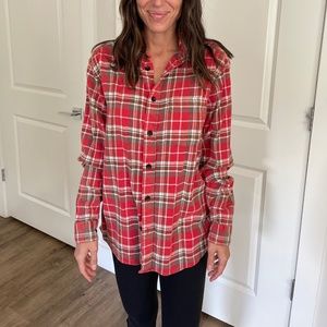 OVER SIZED FLANNEL, RED, SIZE SMALL